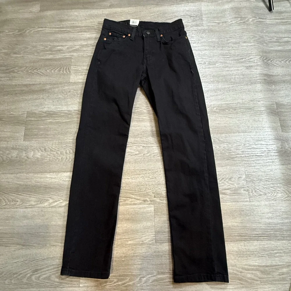 Levis 514 Straight Fit Mens Black Stretch Jeans 28x32 NWT 00514-1434